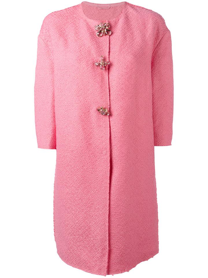 Ermanno Scervino Single Breasted Coat, Women's, Size: 40, Pink/purple, Cotton/linen/flax/nylon/glass