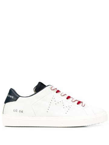 Leather Crown Crown Perforated Sneakers - White