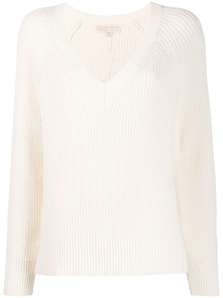 Michael Michael Kors Knitted V-neck Jumper - White