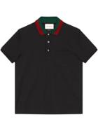 Gucci Polo With Web Collar - Black