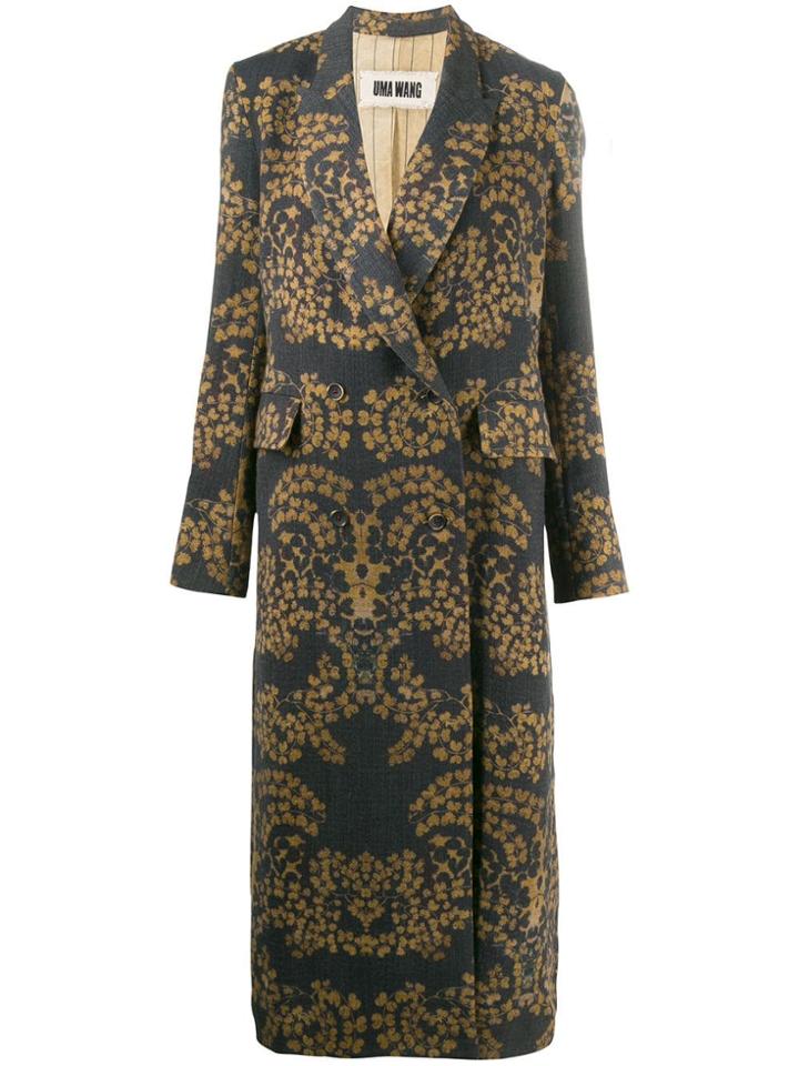 Uma Wang Floral-print Coat - Blue