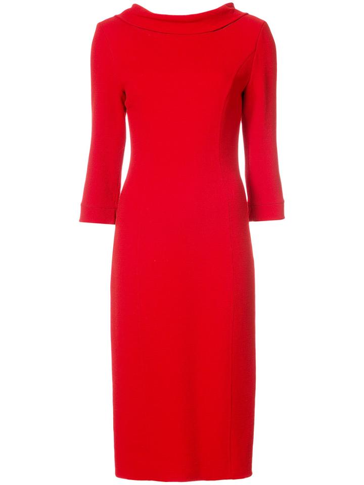 Oscar De La Renta Tie Back Midi Dress - Red