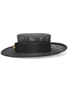 Gucci Wide Brim Hat, Women's, Size: Large, Black, Straw/viscose/cotton/viscose