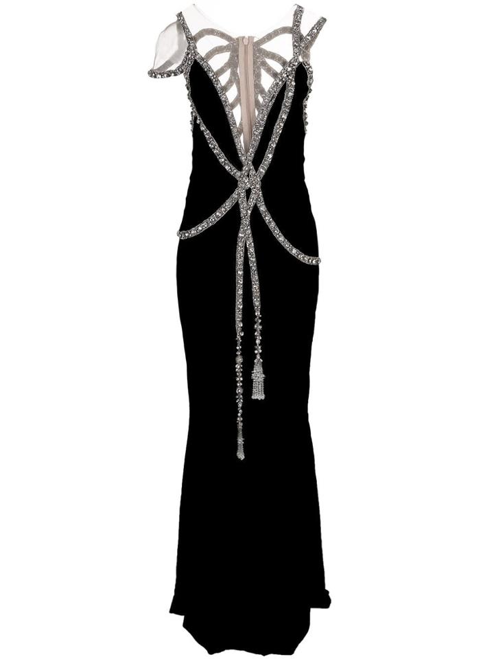 Marchesa Embellished Velvet Gown - Black