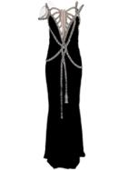 Marchesa Embellished Velvet Gown - Black