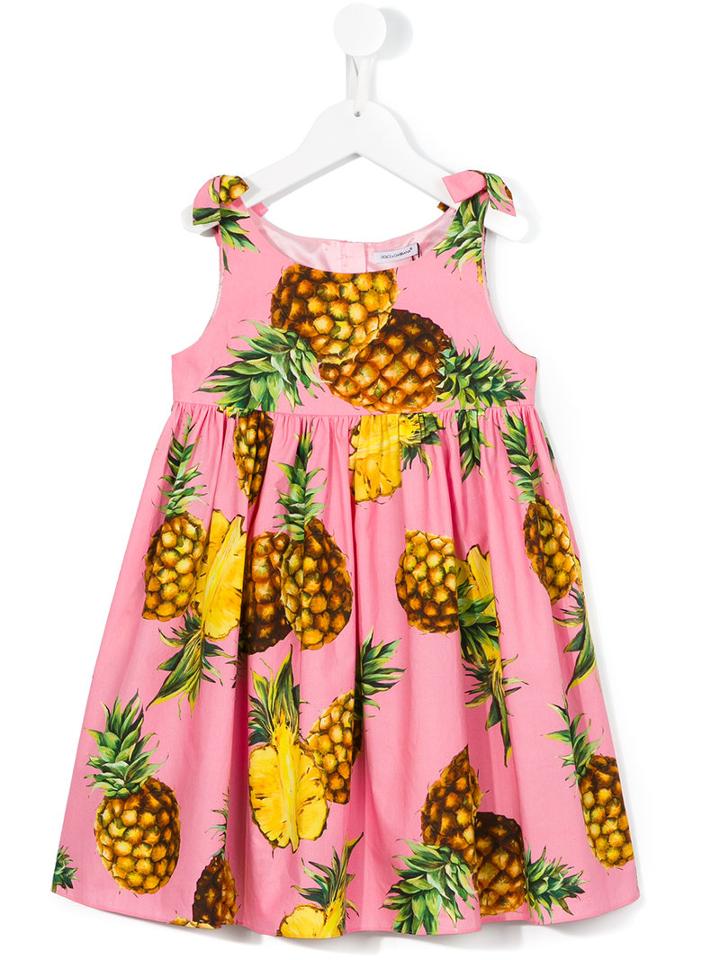 Dolce & Gabbana Kids Pineapple Print Dress, Girl's, Size: 6 Yrs, Pink/purple