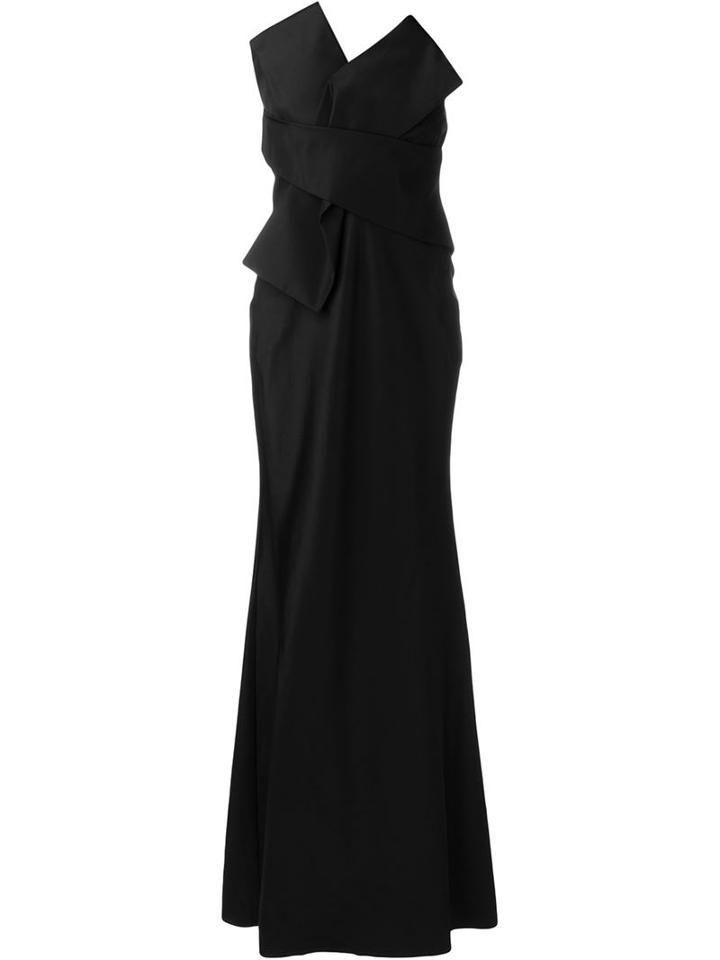 Alexander Mcqueen Bow Bustier Evening Dress, Size: 46, Black, Silk/polyester