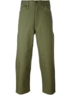 Junya Watanabe Comme Des Garçons Man Tapered Cropped Trousers, Men's, Size: L, Green, Cotton