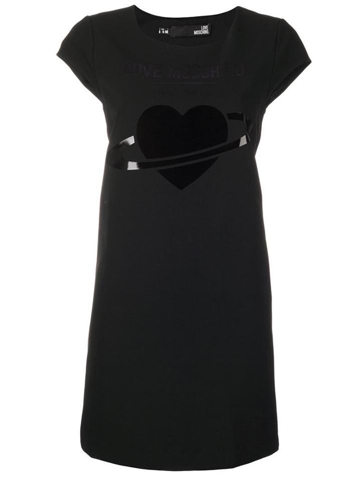 Love Moschino Logo Print T-shirt Dress, Women's, Size: 42, Black, Cotton/polyester/spandex/elastane/acetate