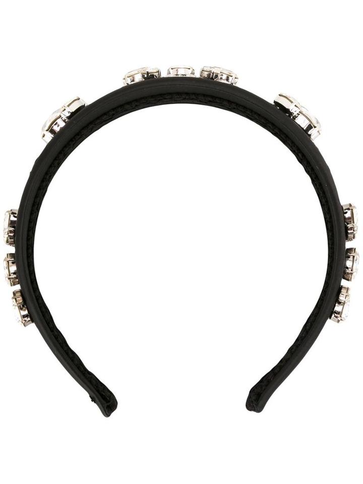 Dolce & Gabbana Embellished Hair Band, Women's, Black, Polyamide/crystal/brass