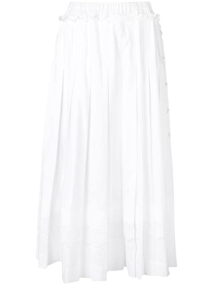 Simone Rocha Pleated Skirt With Broiderie Anglaise Trim - White