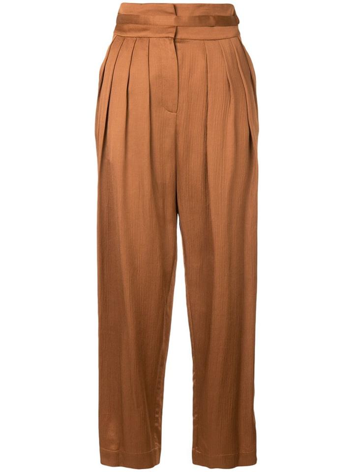 Nehera Straight Leg Cropped Trousers - Brown
