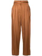Nehera Straight Leg Cropped Trousers - Brown