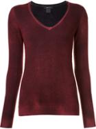 Avant Toi Long Sleeved V-neck Jumper, Women's, Size: Medium, Red, Cashmere