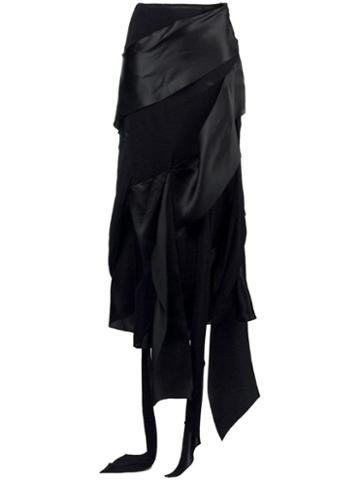 Christian Lacroix Pre-owned Asymmetric Draped Midi Skirt - Black