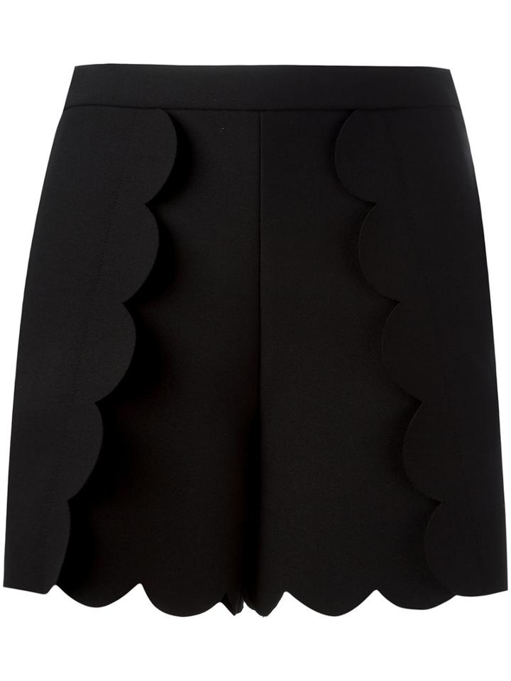 Msgm Scalloped Shorts, Size: 40, Black, Polyester/spandex/elastane/viscose