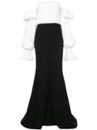 Christian Siriano Bicolour Bardot Gown - White