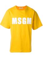 Msgm Logo Patch T-shirt, Men's, Size: Xs, Yellow/orange, Cotton
