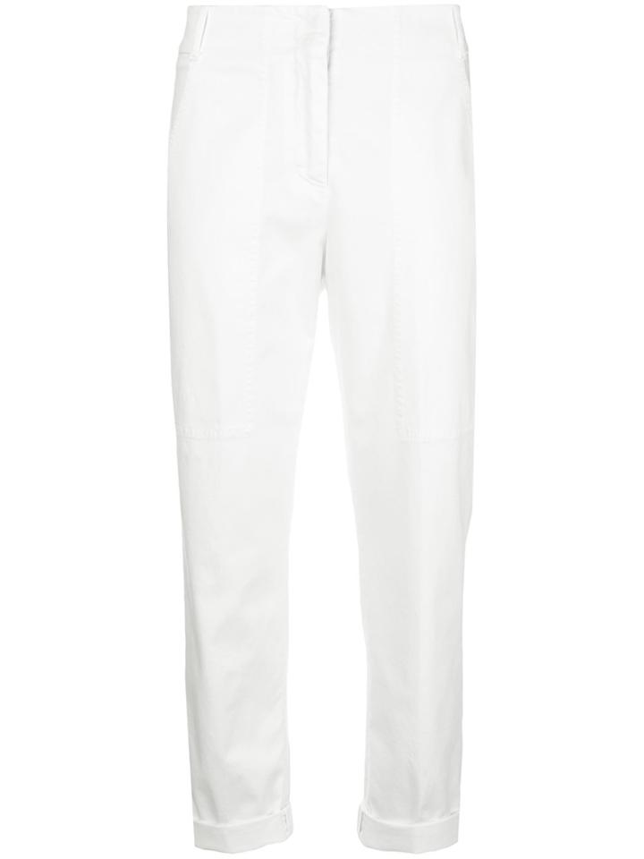 Peserico Cropped Straight-leg Trousers - White