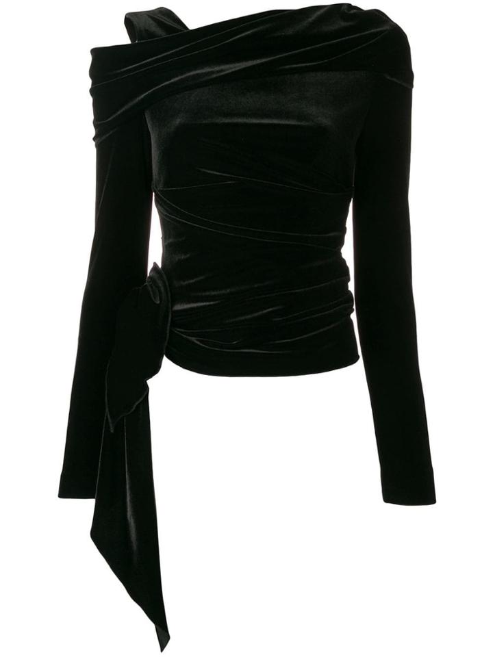 Talbot Runhof Stretch Velvet Top - Black