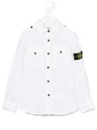 Stone Island Junior - Logo Patch Shirt - Kids - Linen/flax - 6 Yrs, Boy's, White