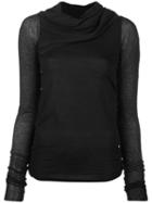 Rick Owens Lilies - Silk Panel Draped Top - Women - Cotton/polyamide/viscose/silk - 42, Black, Cotton/polyamide/viscose/silk