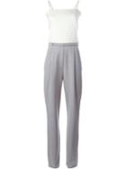 Mm6 Maison Margiela Two-tone Jumpsuit, Women's, Size: 40, Grey, Cotton/polyester/spandex/elastane/virgin Wool