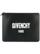 Givenchy - Paris Logo Print Clutch - Women - Leather - One Size, Women's, Black, Leather