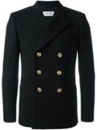 Saint Laurent Double Breasted Buttoned Jacket, Men's, Size: 46, Black, Silk/cotton/virgin Wool
