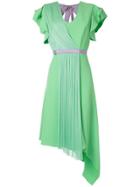 Delpozo Pleated Insert Asymmetric Dress - Green