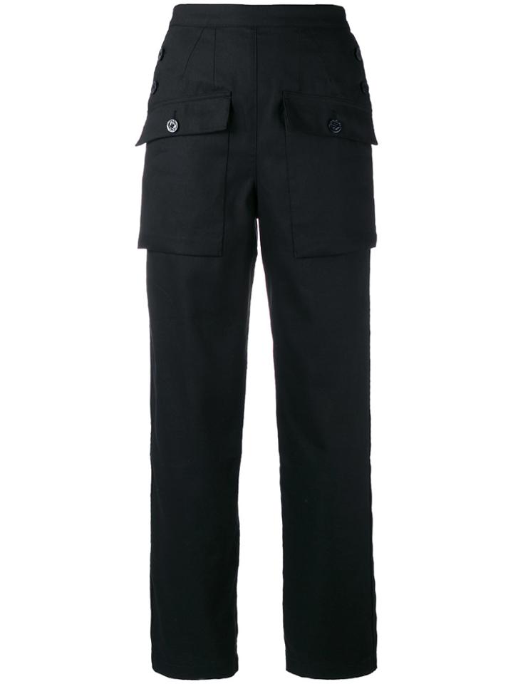 Chloé Sailor Button Straight Leg Trousers - Blue