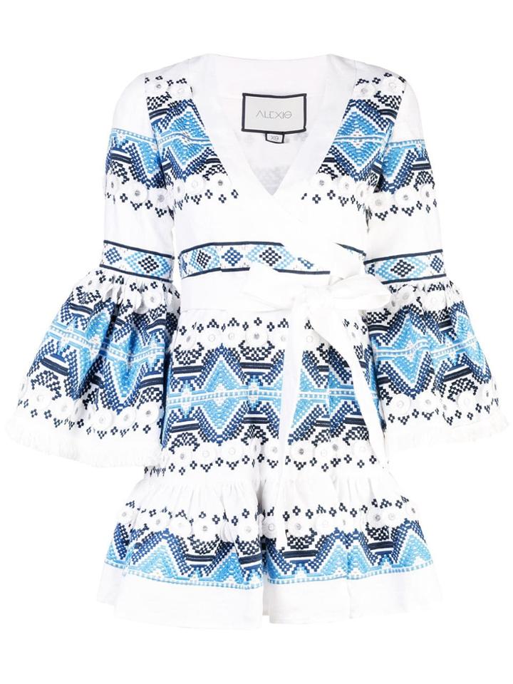 Alexis Embroidered Wrap Dress - White