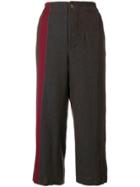 Uma Wang Cropped Side Stripe Trousers - Brown