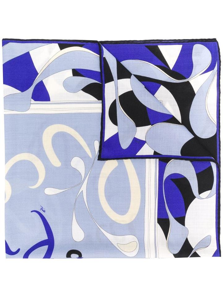 Emilio Pucci Logo And Alex Print Carré - Blue