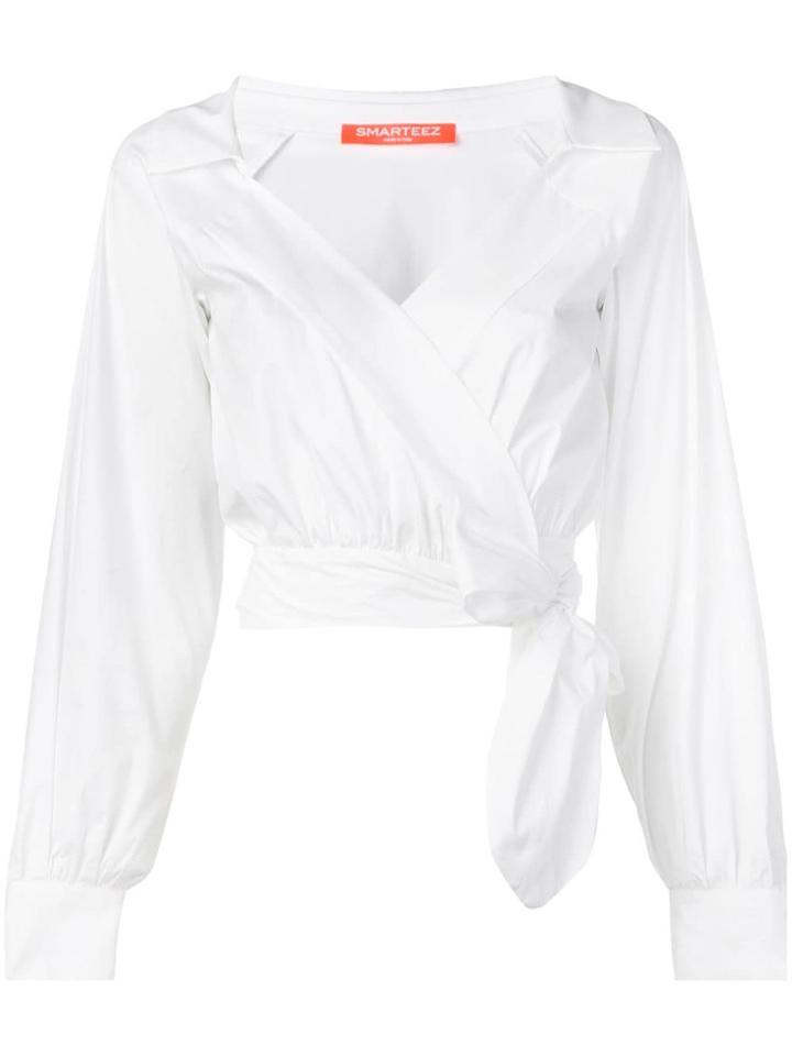 Smarteez Cropped Wrap Blouse - White