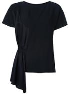 Mm6 Maison Margiela Ruched Panel T-shirt, Women's, Size: 38, Black, Acetate/viscose