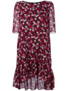 Floral Print Babydoll Dress, Women's, Size: 38, Red, Silk, Saint Laurent