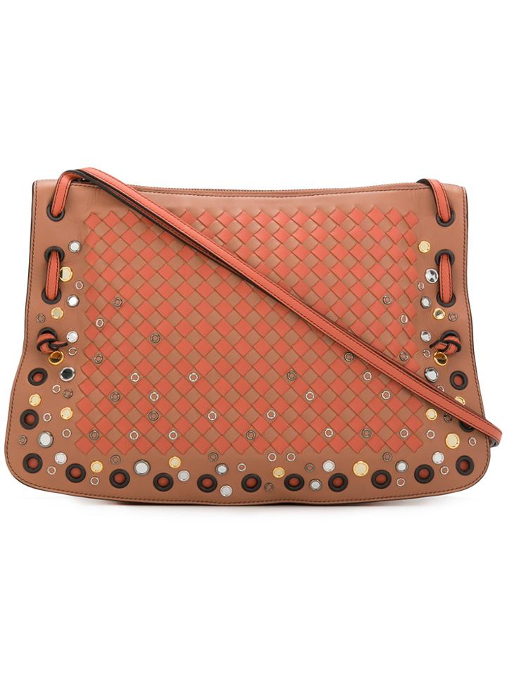 Bottega Veneta Intrecciato Weave Crossbody Bag - Pink & Purple
