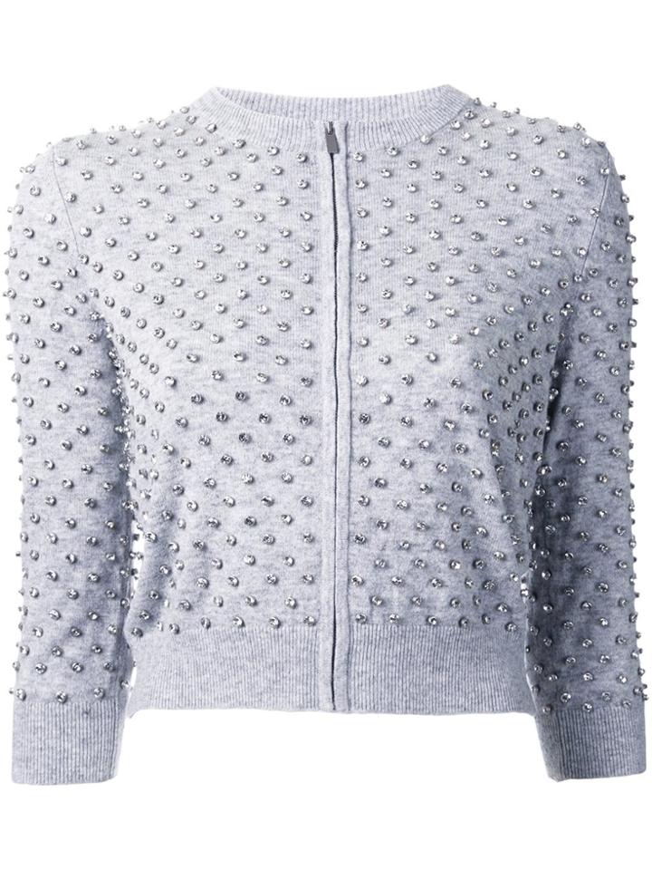 Michael Kors Cashmere Crystal-embellished Cardigan - Grey