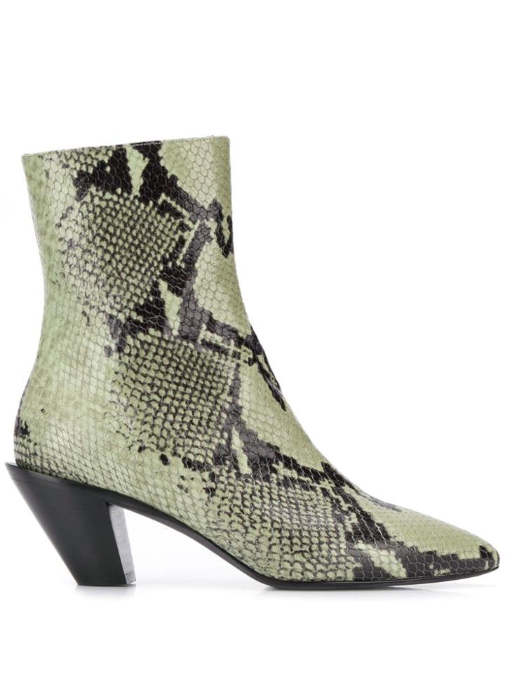 A.f.vandevorst Python Pattern Ankle Boots - Green