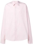 Ami Paris Oversize Long Sleeve Shirt With Chest Pocket - Pink
