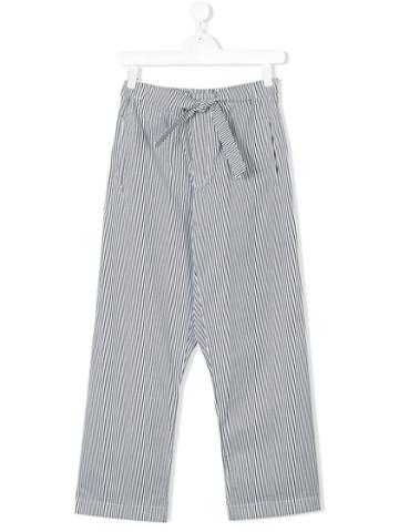 Marni Kids - Striped Knot Waist Trousers - Kids - Cotton - 14 Yrs, Blue