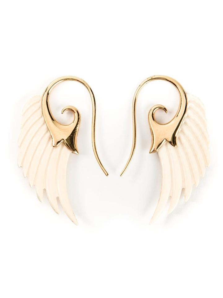 Noor Fares 18kt Yellow Gold Wing Earrings - Neutrals