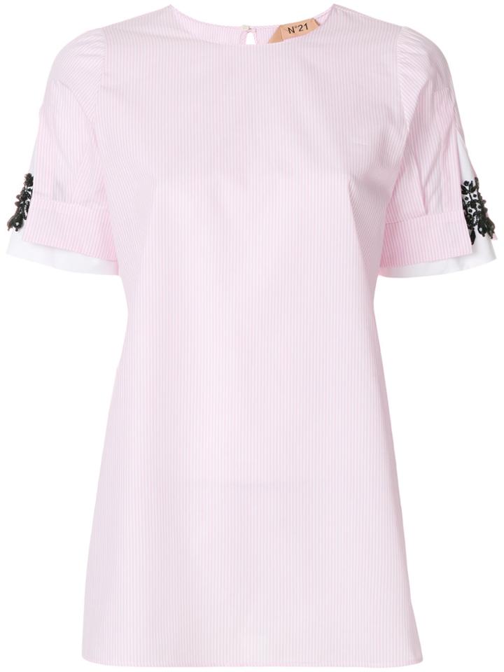 No21 Embellished Sleeve Blouse - Pink & Purple