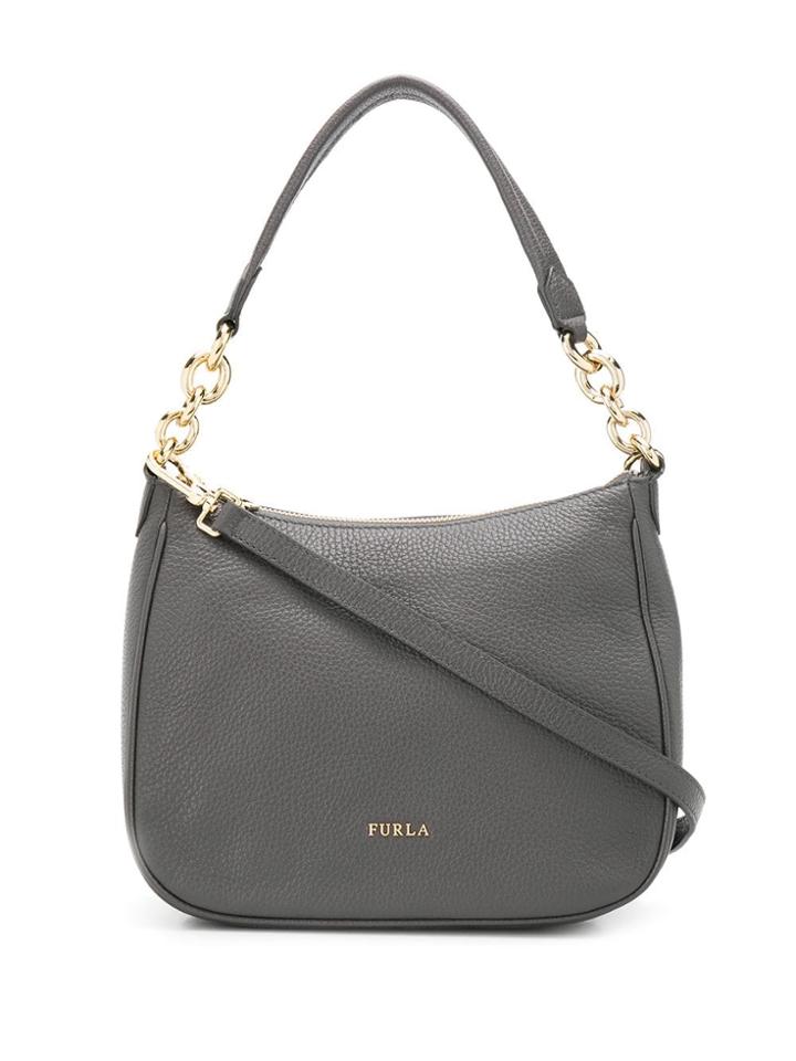 Furla Cometa Hobo Pebbled Tote Bag - Grey