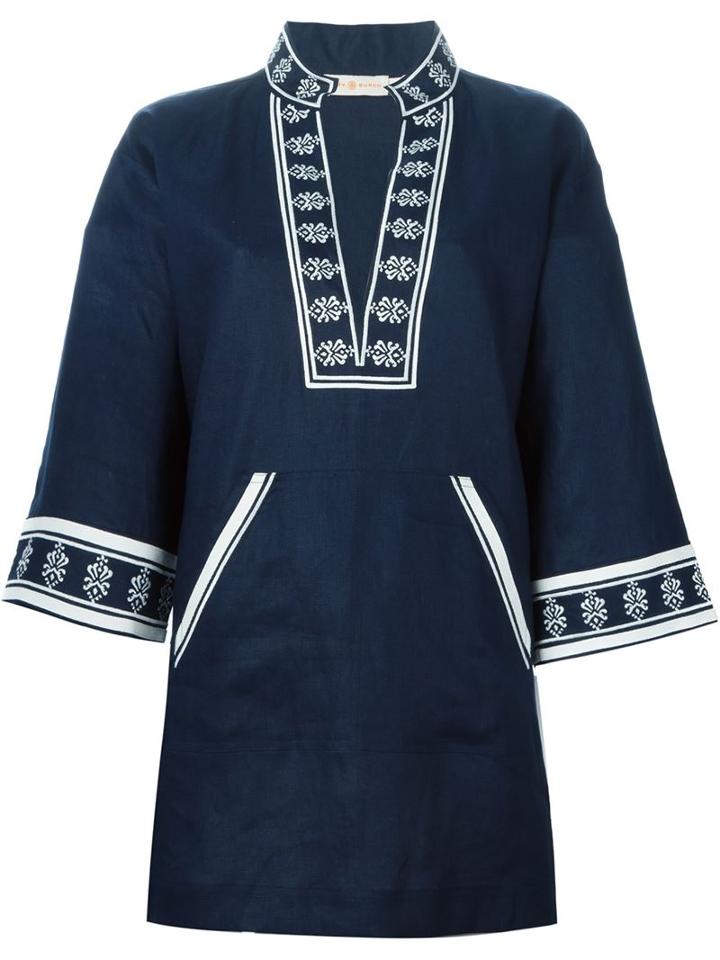 Tory Burch Embroidered Half Sleeve Tunic
