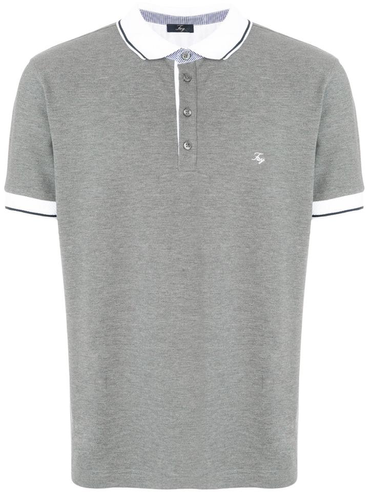 Fay Contrast Trim Polo Shirt - Grey
