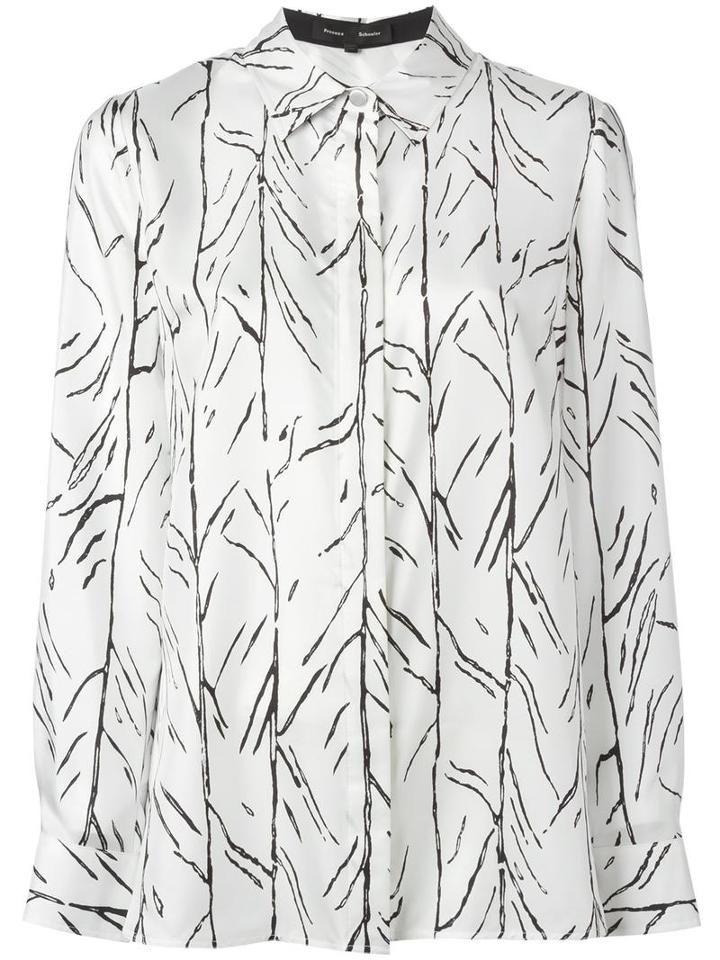 Proenza Schouler Branch Print Shirt, Women's, Size: 10, White, Silk/viscose