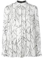 Proenza Schouler Branch Print Shirt, Women's, Size: 10, White, Silk/viscose