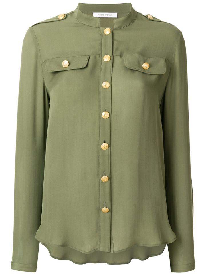 Pierre Balmain Mandarin Collar Shirt - Green